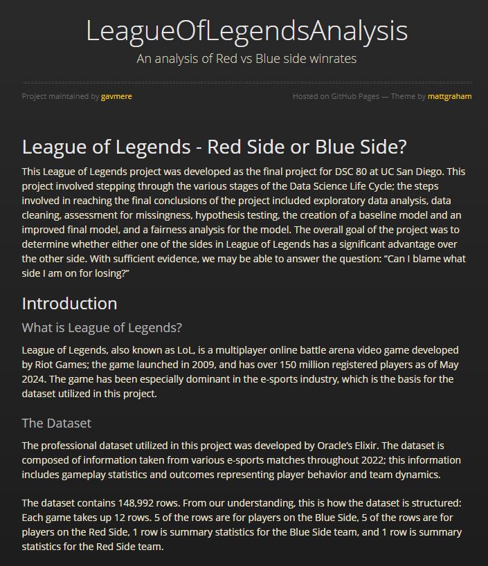 League of Legends Side Analysis